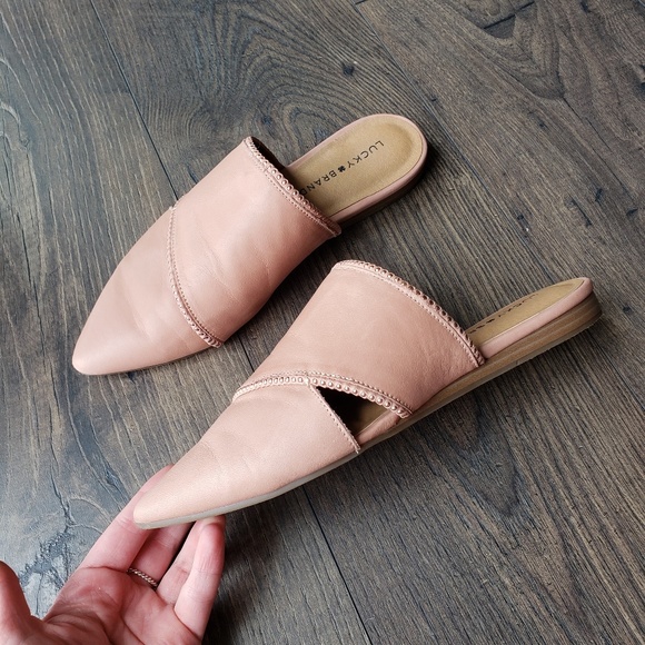 Lucky Brand Shoes - Lucky Brand leather blush mules